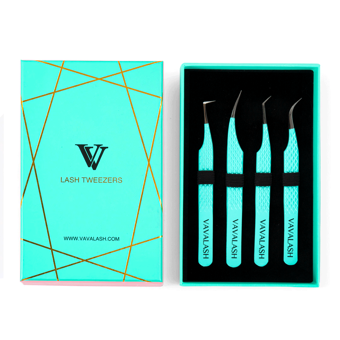 Blue Professional Eyelash Extensions Tweezers Kit SC