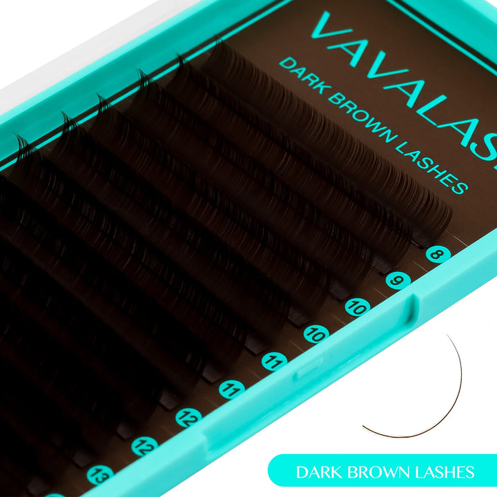 Premium Dark Brown Colored Volume Eyelash Extensions 0.07mm SC - VAVALASH