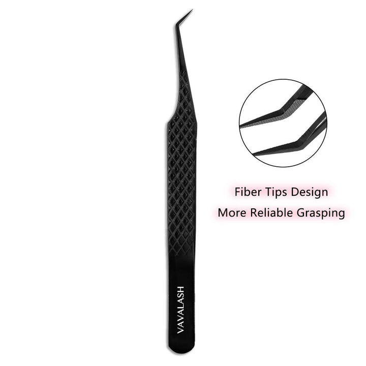 VA-04 Fiber Tip Black Coated 45°-Deg Volume Eyelash Extensions Tweezers