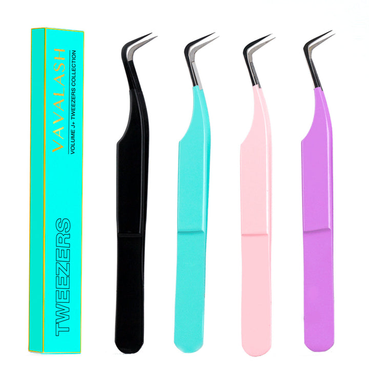 Curved Volume Fiber Tips Narrow Tweezers For Eyelash Extensions - VAVALASH