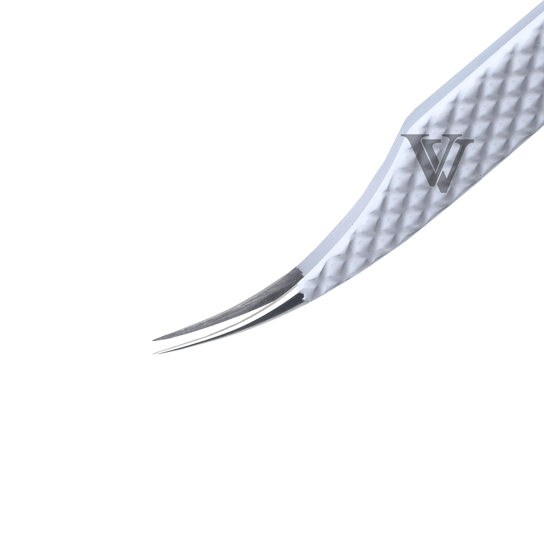 VW-02 White Dolphin Diamond Dust Lash Tweezers SC - VAVALASH